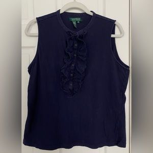 Ralph Lauren Ruffled Front Button Tank Top Size XL